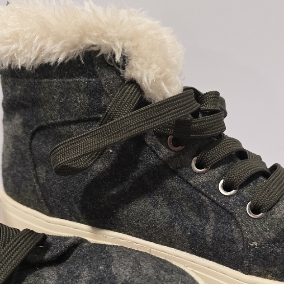 Women's Black and Cream High-Top Sneakers - Picture 6 of 6